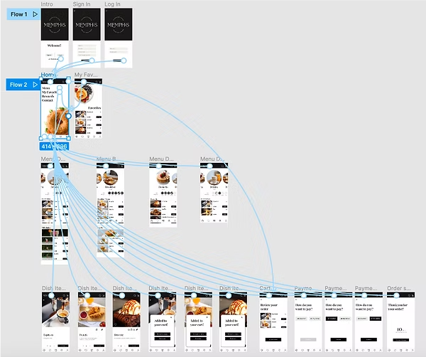 High fidelity prototype of Memphis Menu app